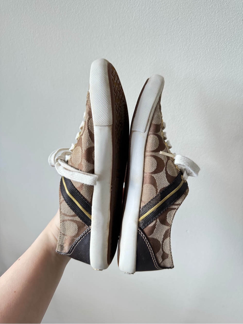 Coach Brown & Tan Monogram Low Top Sneakers - Picture 2 of 8